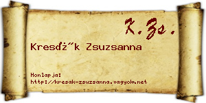 Kresák Zsuzsanna névjegykártya